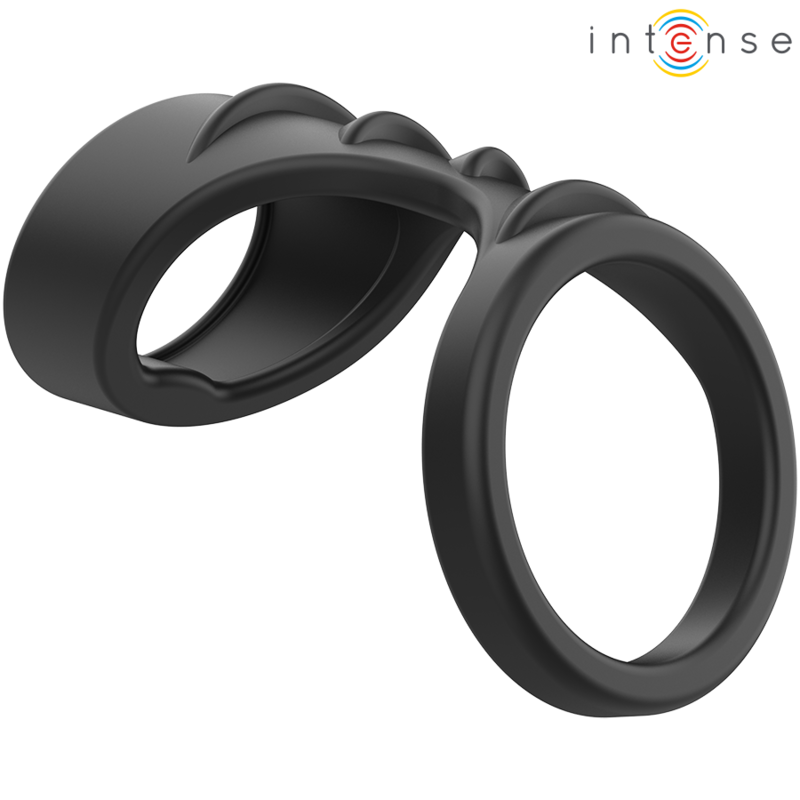 Intense For Him-Theo Doppio Anello in Silicone per Pene Nero