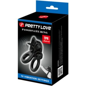 For Him-Passionate Ring Anelli Vibranti Doppio con Stimolatore — PRETTY LOVE · Anelli & Guaine per pene (immagine 4)