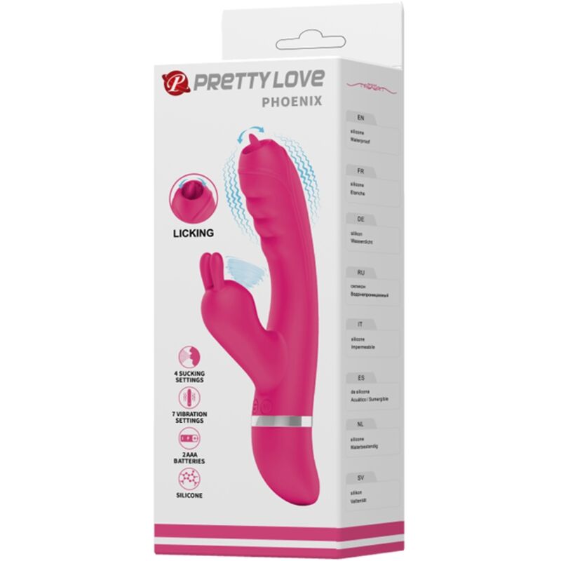 High Tech-Phoenix Rabbit Vibratore Multifunzione Rosa-Silicone, 7 — PRETTY LOVE · Vibratori (immagine 2)