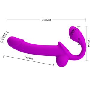 High Tech-Kelpie Doppio Strap-on Stimolatore Viola-Silicone, Impermeabile — PRETTY LOVE · Vibratori (immagine 4)