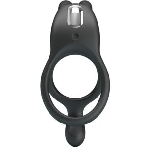 For Him-Seth Anello Vibrante Doppio Coniglio 7 Vibrazioni Nero-Silicone — PRETTY LOVE · Anelli & Guaine per pene