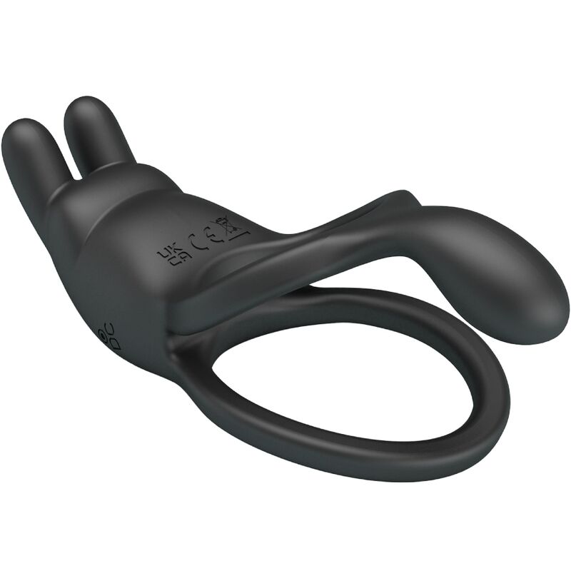 For Him-Seth Anello Vibrante Doppio Coniglio 7 Vibrazioni Nero-Silicone — PRETTY LOVE · Anelli & Guaine per pene (imaginea 4)