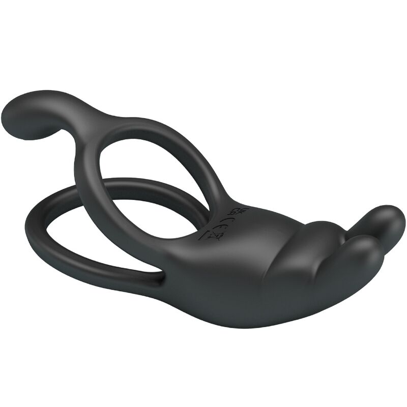 For Him-Seth Anello Vibrante Doppio Coniglio 7 Vibrazioni Nero-Silicone — PRETTY LOVE · Anelli & Guaine per pene (imaginea 5)