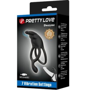 For Him-Seth Anello Vibrante Doppio Coniglio 7 Vibrazioni Nero-Silicone — PRETTY LOVE · Anelli & Guaine per pene (imaginea 9)