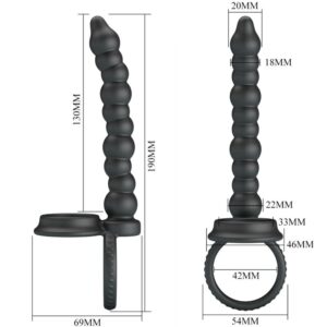 For Him-Dillion Anello fallico con doppia penetrazione, Nero-Silicone — PRETTY LOVE · Anelli & Guaine per pene (imaginea 4)