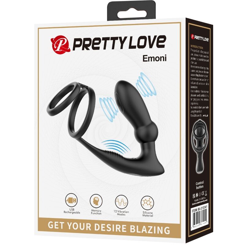 For Him-Emoni Anelli per Pene e Plug anale, 12 Vibrazioni — PRETTY LOVE · Anelli & Guaine per pene (immagine 3)