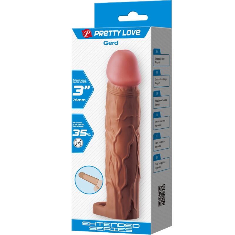For Him-Lampone Guaina per pene con Estensione 7,6 cm Mulatto-TPR — PRETTY LOVE · Anelli & Guaine per pene (imaginea 8)