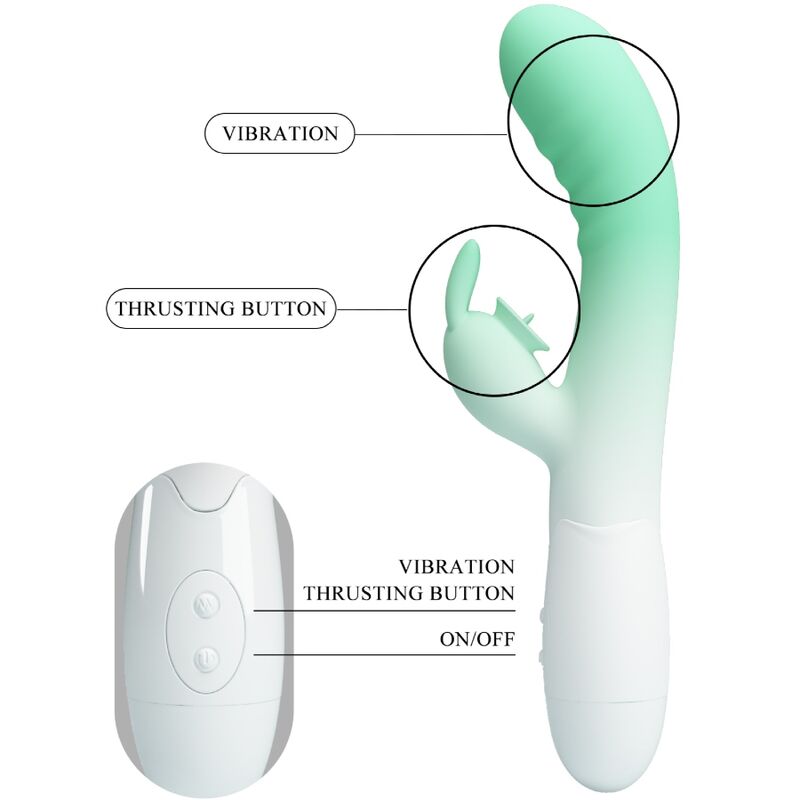 High Tech-Cerberus Rabbit Vibratore 30 Vibrazioni Verde-Silicone, 12 — PRETTY LOVE · Vibratori (immagine 9)