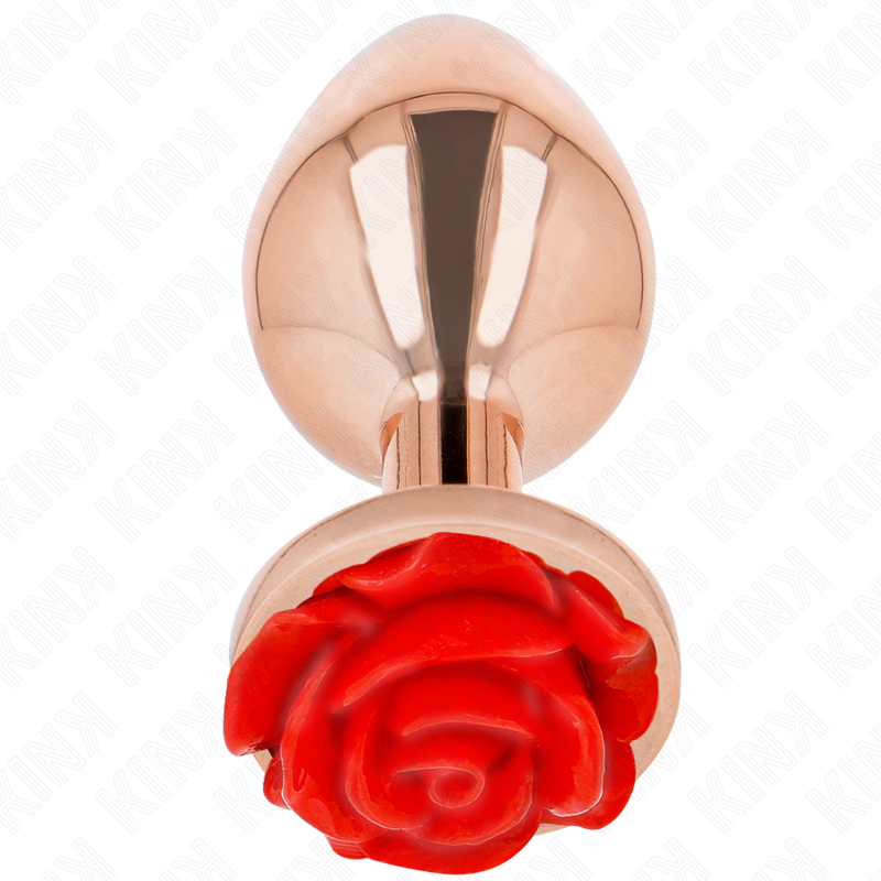 Kink Pleasure Plugs-Plug anale Pink Gold con Rosa Rosso, L-Metal · Accessori BDSM (immagine 2)