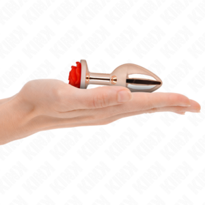 Kink Pleasure Plugs-Rosa Oro Plug anale con Rosa Rosso, M-Metal