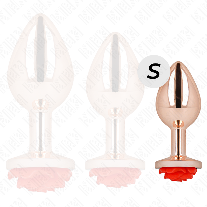 Kink Pleasure Plugs-Plug anale Rose Gold con Rosa Rosso, S-Metal 4 Kink Pleasure Plugs-Plug anale Rose Gold con Rosa Rosso, S-Metal · Accessori BDSM (imaginea 4)