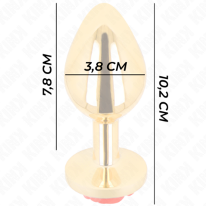 Kink Pleasure Plugs-Plug anale Oro Rosa con Rosa Rosso - Size · Accessori BDSM (imaginea 3)
