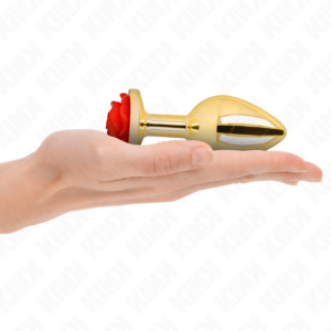 Kink Pleasure Plugs-Plug anale Oro Rosa con Rosa Rosso - Size