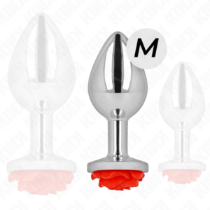 Kink Pleasure Plugs-Plug anale Rose Red Size M-Metal, impermeabile · Accessori BDSM (imaginea 4)