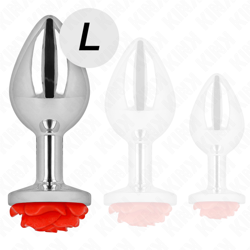 Kink Pleasure Plugs-Plug anale con Rosa Rosso, Dimensione L-Metal 3 Kink Pleasure Plugs-Plug anale con Rosa Rosso, Dimensione L-Metal · Accessori BDSM (imaginea 3)