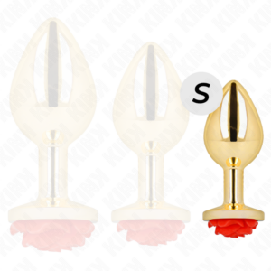 Kink Pleasure Plugs-Plug anale Oro con Rosa Rosso, Dimensioni 8 Kink Pleasure Plugs-Plug anale Oro con Rosa Rosso, Dimensioni · Accessori BDSM (imaginea 3)