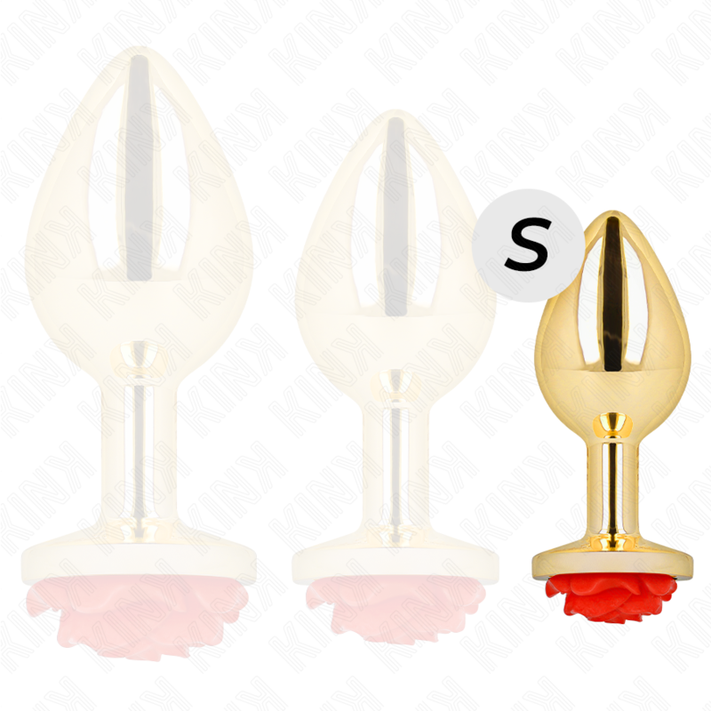 Kink Pleasure Plugs-Plug anale Oro con Rosa Rosso, Dimensioni 3 Kink Pleasure Plugs-Plug anale Oro con Rosa Rosso, Dimensioni · Accessori BDSM (imaginea 3)
