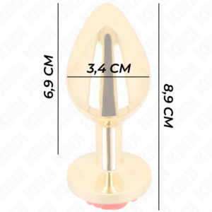 Kink Pleasure Plugs-Plug anale Oro con Rosa Rosso - M-Metal · Accessori BDSM (imaginea 3)