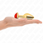 Kink Pleasure Plugs-Plug anale Oro con Rosa Rosso - M-Metal · Accessori BDSM