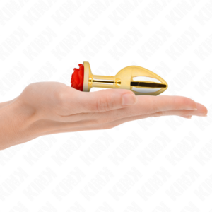 Kink Pleasure Plugs-Plug anale Oro con Rosa Rosso - M-Metal