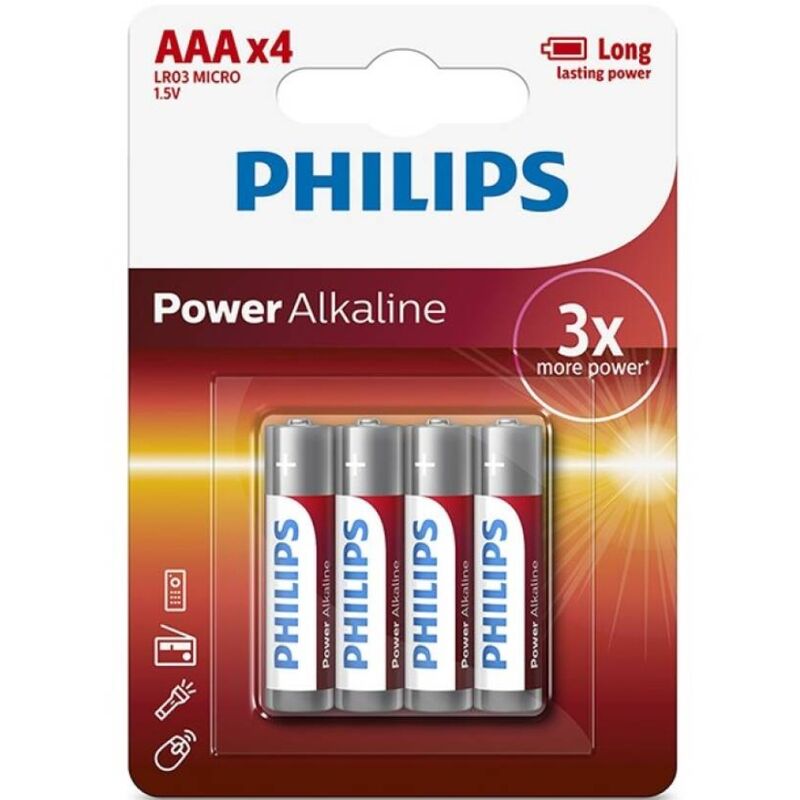 Philips-Batterie alcaline AAA LR03 Power Alkaline 4 Pezzi — PHILLIPS · Batterie & Accessori