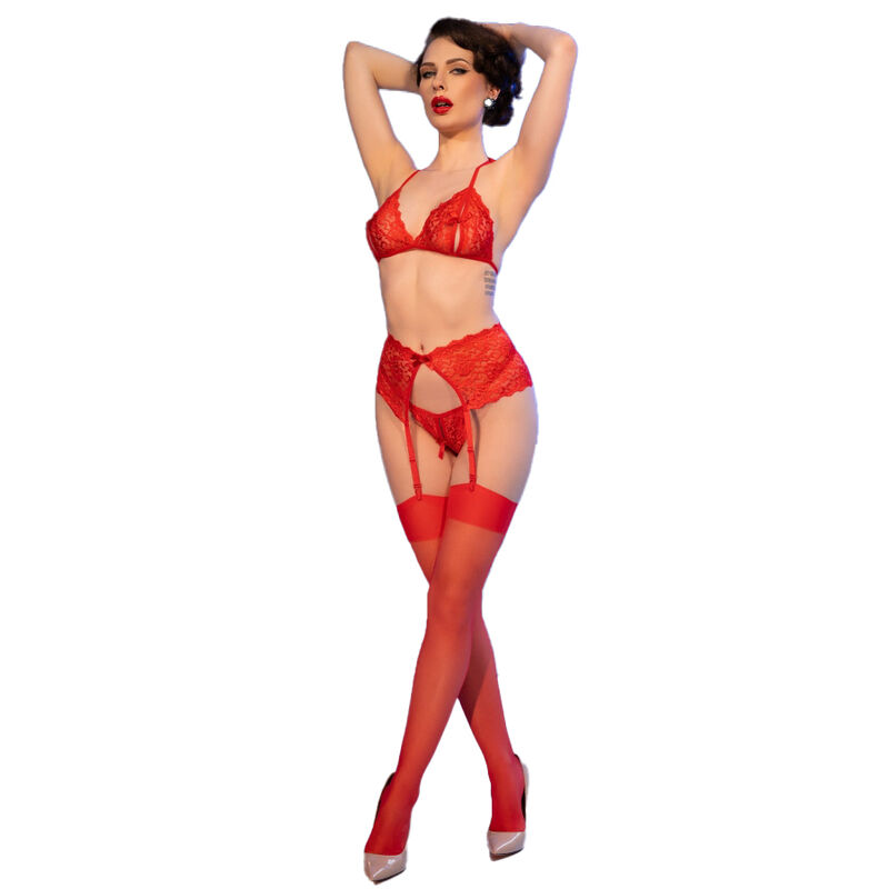 Chilirose-CR-4848 Set reggiseno, tanga, portjartier e calze · Lingerie sexy donna (imaginea 4)