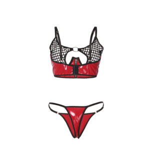 Subblime Sets-955540 Reggiseno in pelle laccata Rossa con rete · Lingerie sexy donna (imaginea 5)