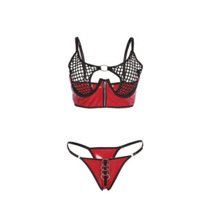 Subblime Sets-955540 Reggiseno in pelle laccata Rossa con rete · Lingerie sexy donna (imaginea 4)
