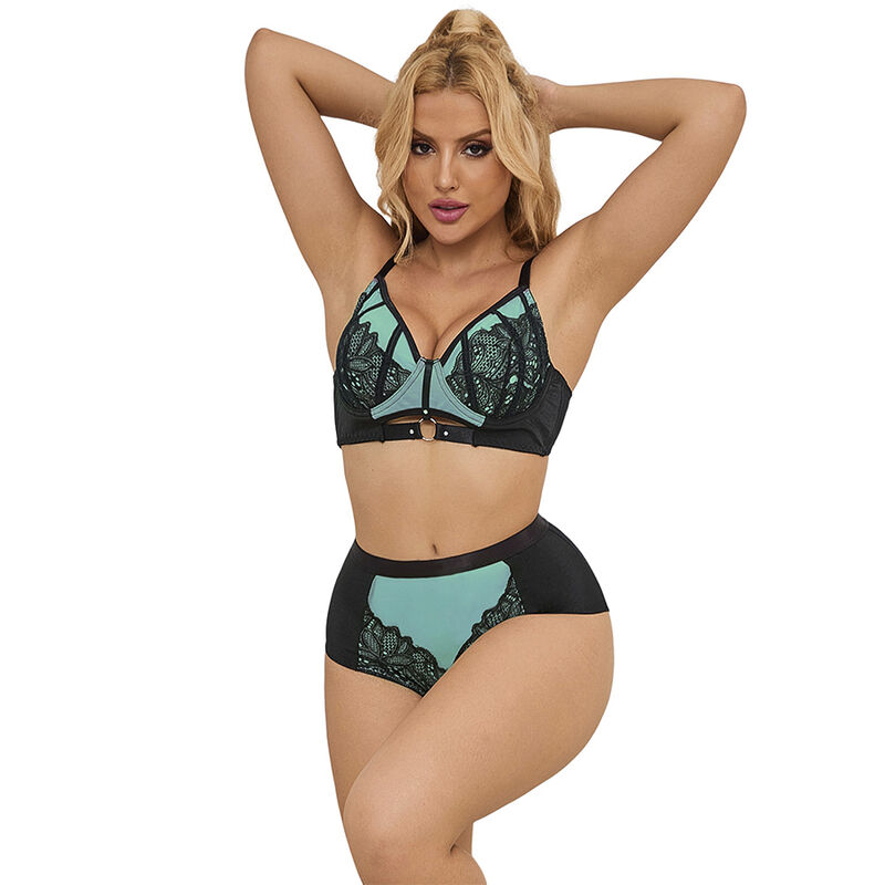 Subblime Sets-955557 Set di biancheria intima Verde in pizzo e rete