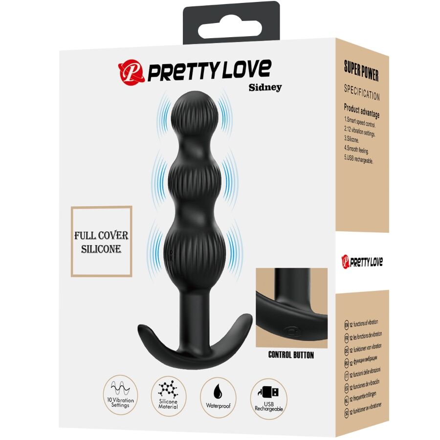 Anal Toys-Sidney Vibratore Anale 10 Vibrazioni, Nero-Silicone, 10 — PRETTY LOVE · Vibratori (immagine 4)
