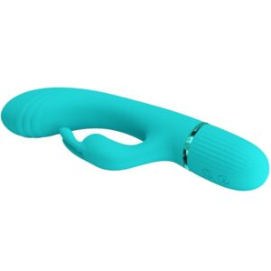 High Tech-Scocco Vibrator Rabbit Turchese-Silicone, 10 velocità, USB — PRETTY LOVE · Vibratori (imaginea 3)