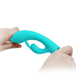 High Tech-Scocco Vibrator Rabbit Turchese-Silicone, 10 velocità, USB — PRETTY LOVE · Vibratori (imaginea 5)
