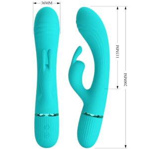 High Tech-Scocco Vibrator Rabbit Turchese-Silicone, 10 velocità, USB — PRETTY LOVE · Vibratori (imaginea 6)
