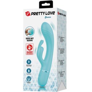 High Tech-Scocco Vibrator Rabbit Turchese-Silicone, 10 velocità, USB — PRETTY LOVE · Vibratori (imaginea 7)