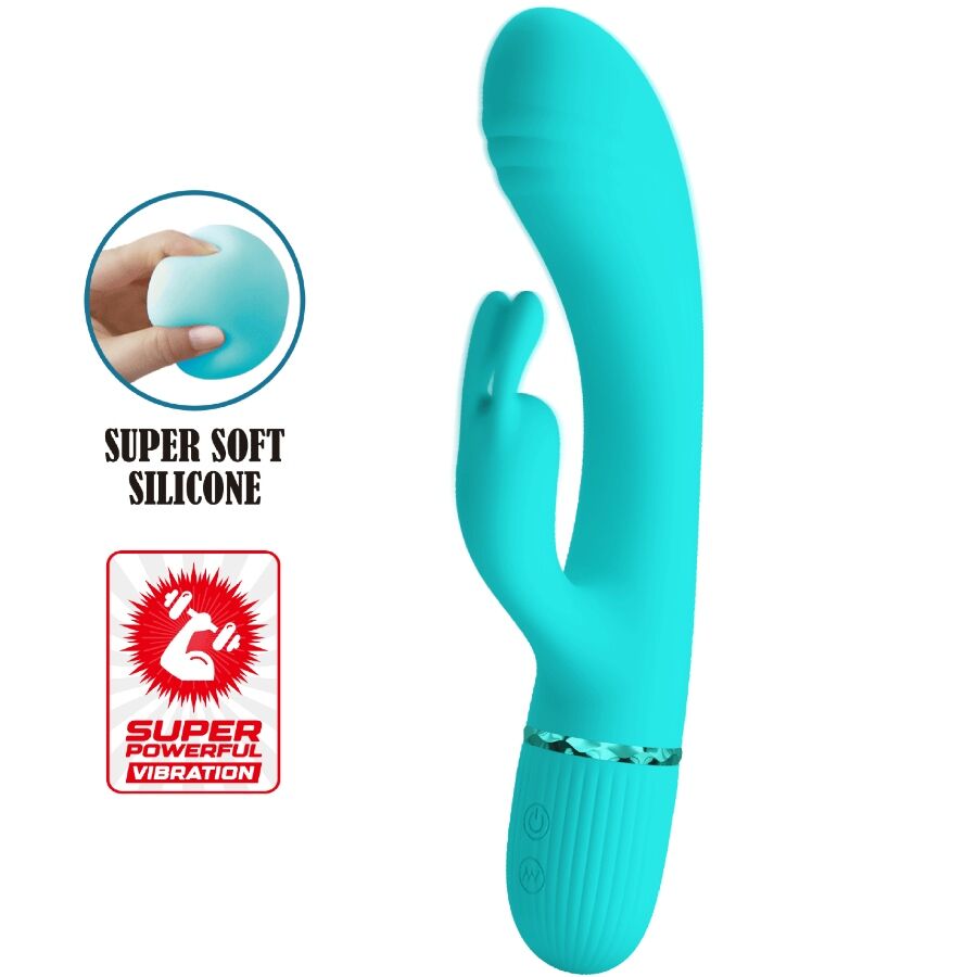 High Tech-Scocco Vibrator Rabbit Turchese-Silicone, 10 velocità, USB