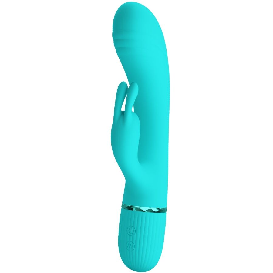 High Tech-Scocco Vibrator Rabbit Turchese-Silicone, 10 velocità, USB — PRETTY LOVE · Vibratori (imaginea 9)