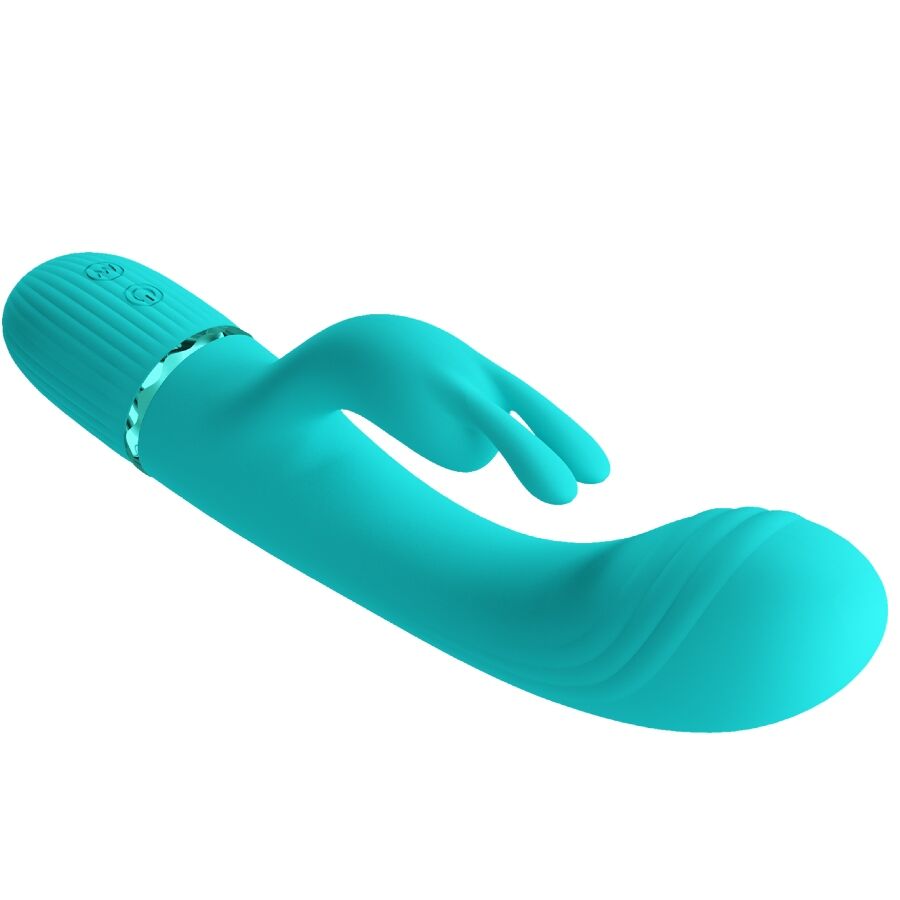 High Tech-Scocco Vibrator Rabbit Turchese-Silicone, 10 velocità, USB — PRETTY LOVE · Vibratori (imaginea 10)