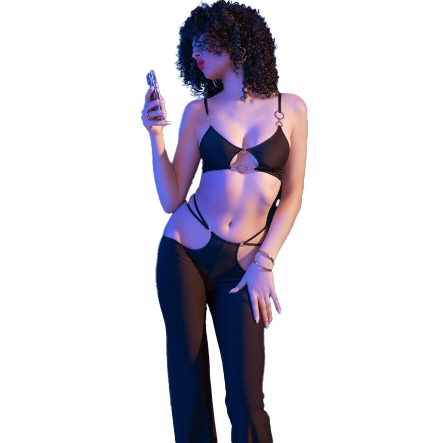 Chilirose-CR-4851 Top Nero e collant con accessori dorati 3 Chilirose-CR-4851 Top Nero e collant con accessori dorati · Lingerie sexy donna (imaginea 4)