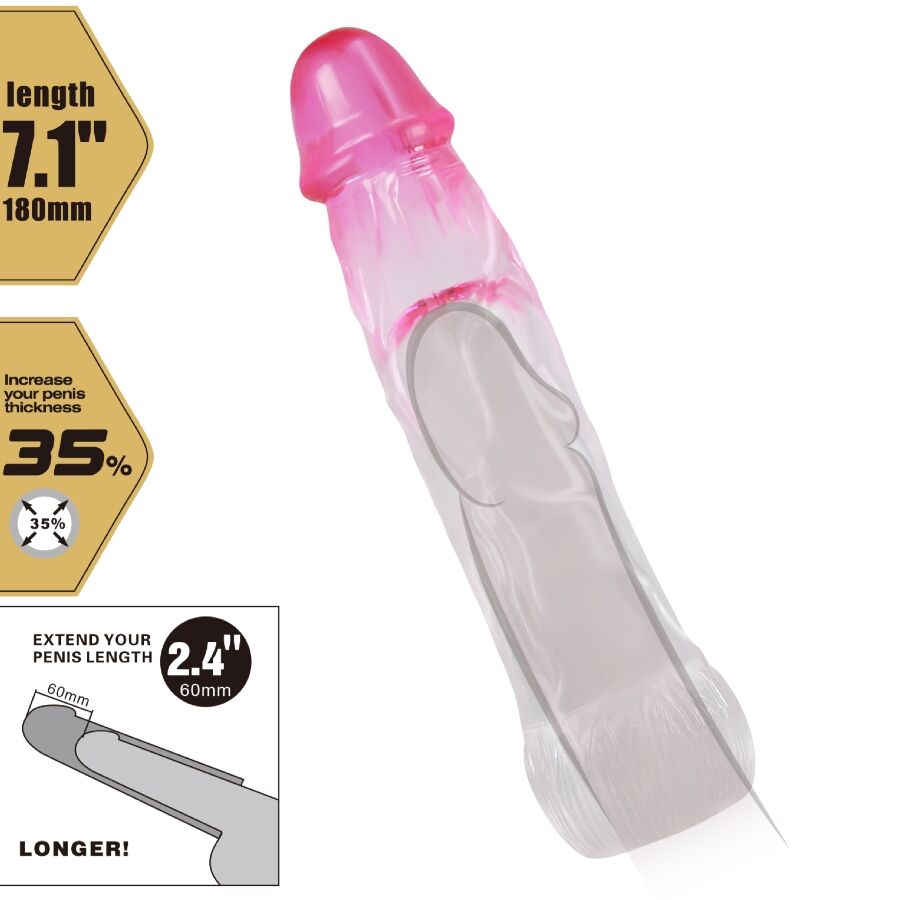 For Him-Neron Realistico Guaina Estensione Pene 6 cm, Rosa-TPR 5 For Him-Neron Realistico Guaina Estensione Pene 6 cm, Rosa-TPR — PRETTY LOVE · Anelli & Guaine per pene (imaginea 5)