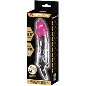 For Him-Odes Realistic Guaina Estensore 2 cm per Pene, Rosa-TPR — PRETTY LOVE · Anelli & Guaine per pene (immagine 5)