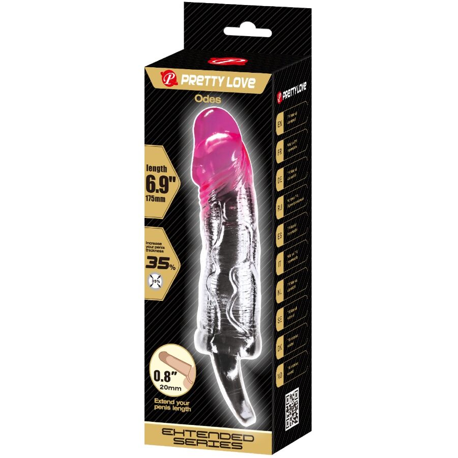 For Him-Odes Realistic Guaina Estensore 2 cm per Pene, Rosa-TPR — PRETTY LOVE · Anelli & Guaine per pene (immagine 5)