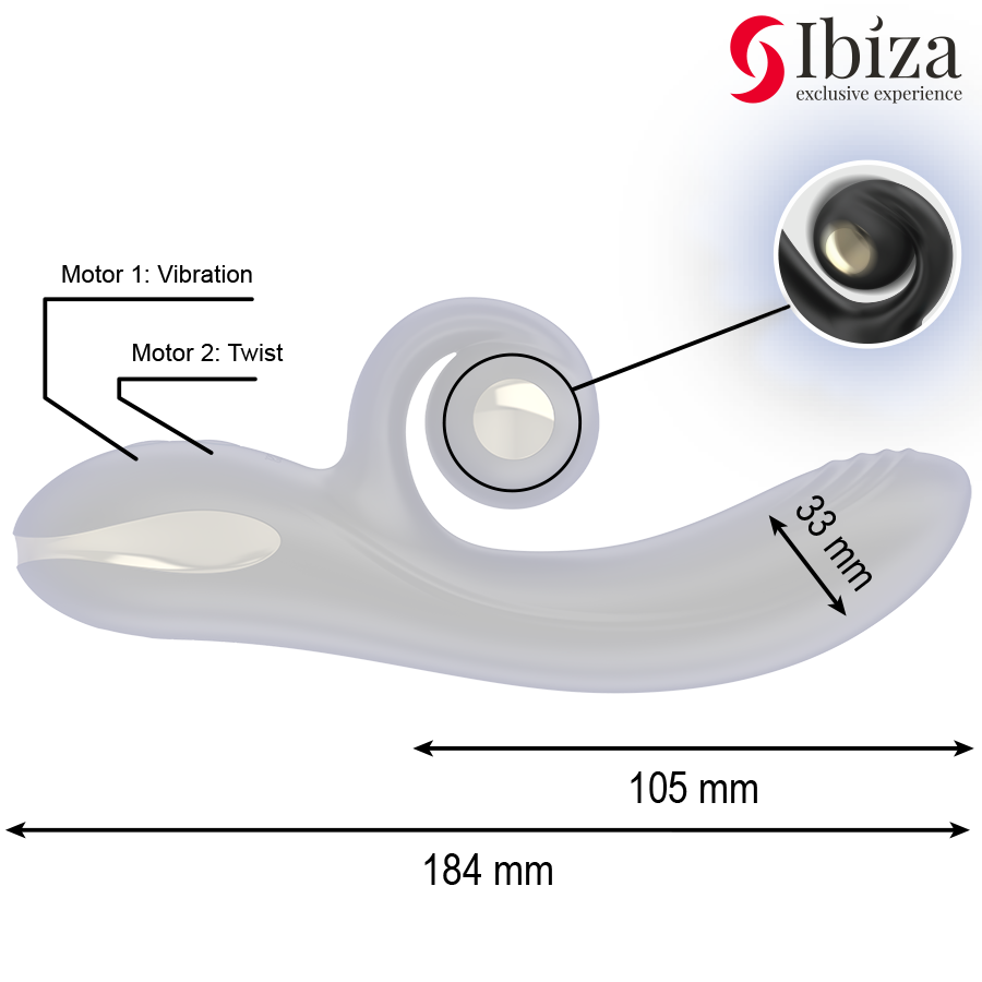 Ibiza Technology-Twister Vibratore Rotativo con Stimolatore Curvo 5 Ibiza Technology-Twister Vibratore Rotativo con Stimolatore Curvo · Vibratori (immagine 5)