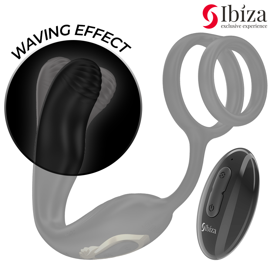 Ibiza Technology-Anello vibratore rotante teleguidato Wiggle · Anelli & Guaine per pene (immagine 3)