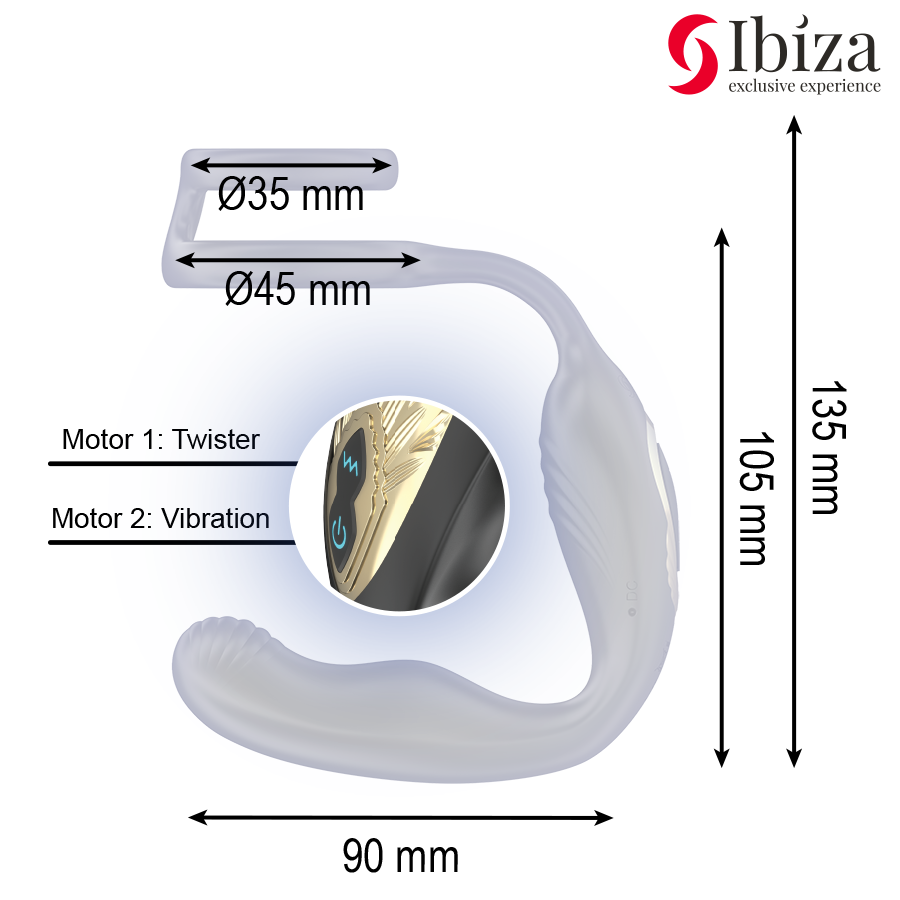 Ibiza Technology-Anello vibratore rotante teleguidato Wiggle · Anelli & Guaine per pene (immagine 4)