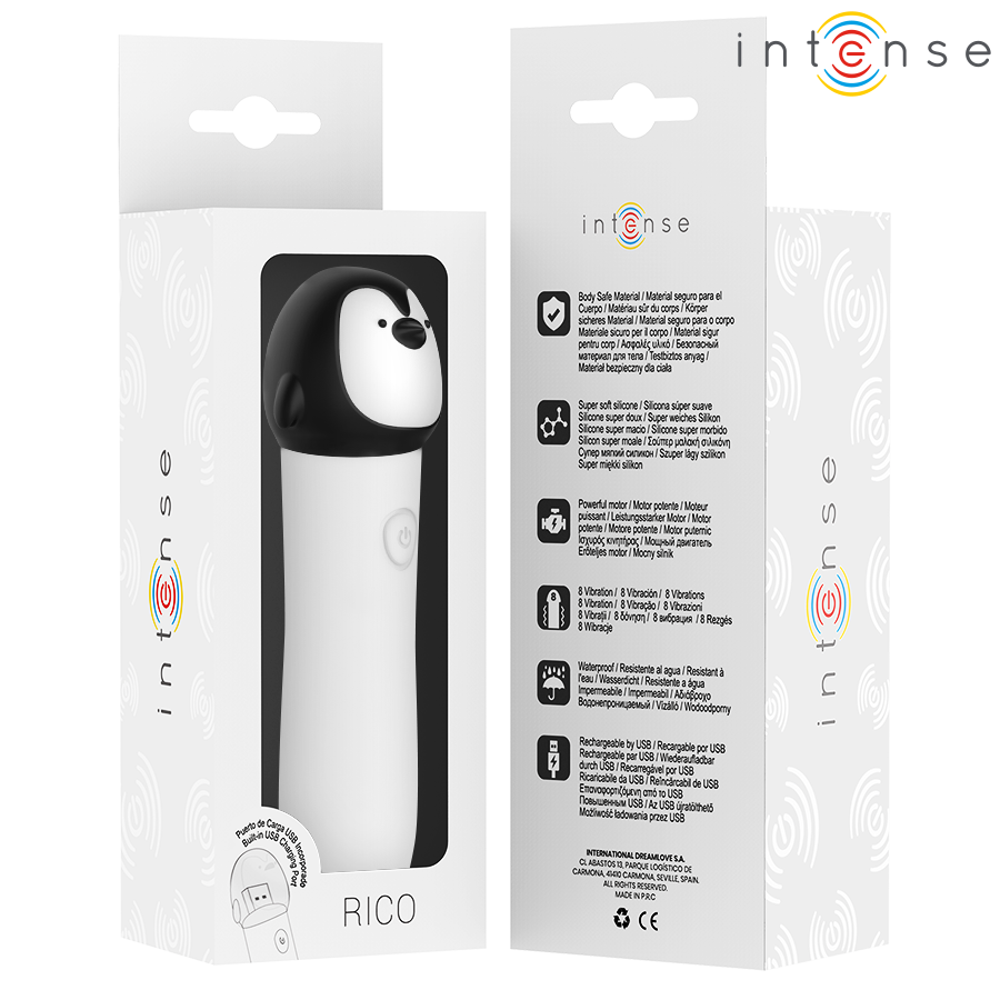 Intense Fun Toys-Ricco Bullet Vibrante Forma Pinguino, Usb · Vibratori (imaginea 6)