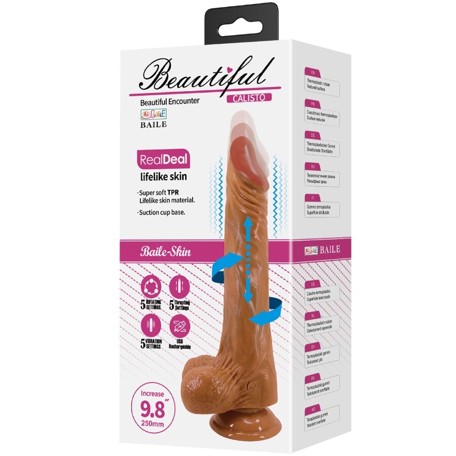 Baile Vibrators-Calisto Realistic Dildo 24 cm Flesh-TPR, 5 Trepte · Vibratoare (imaginea 7)