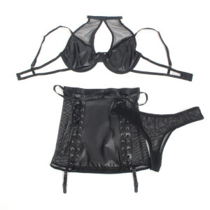 Subblime-957582 Set reggiseno e gonna in pelle Pu Nero 12 Subblime-957582 Set reggiseno e gonna in pelle Pu Nero · Lingerie sexy donna (imaginea 4)