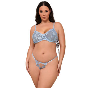 Subblime-957629 Set reggiseno e Mutandine ricamo floreale Blu