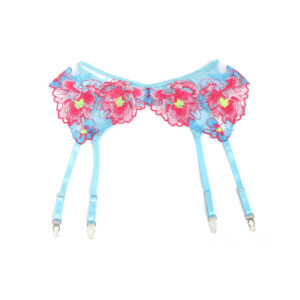 Subblime-957643 Set reggiseno e giarrettiera ricamati con fiori Rosa · Lingerie sexy donna (imaginea 10)