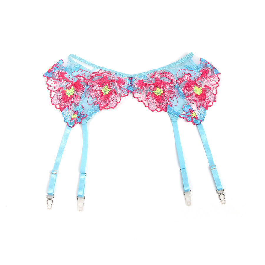 Subblime-957643 Set reggiseno e giarrettiera ricamati con fiori Rosa · Lingerie sexy donna (imaginea 10)